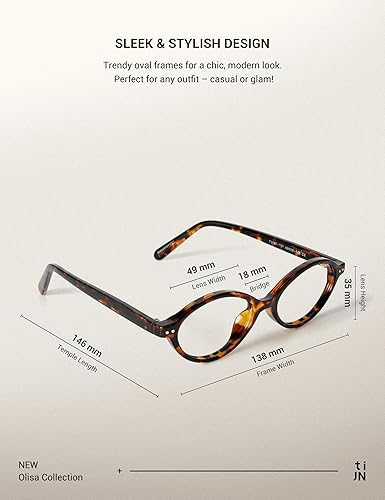 Miniatura 4 de TIJN Olisa Blue Light Blocking Glasses for Women Men,Oval Glasses Frame Bluelight Glasses for GamingComputerScreen