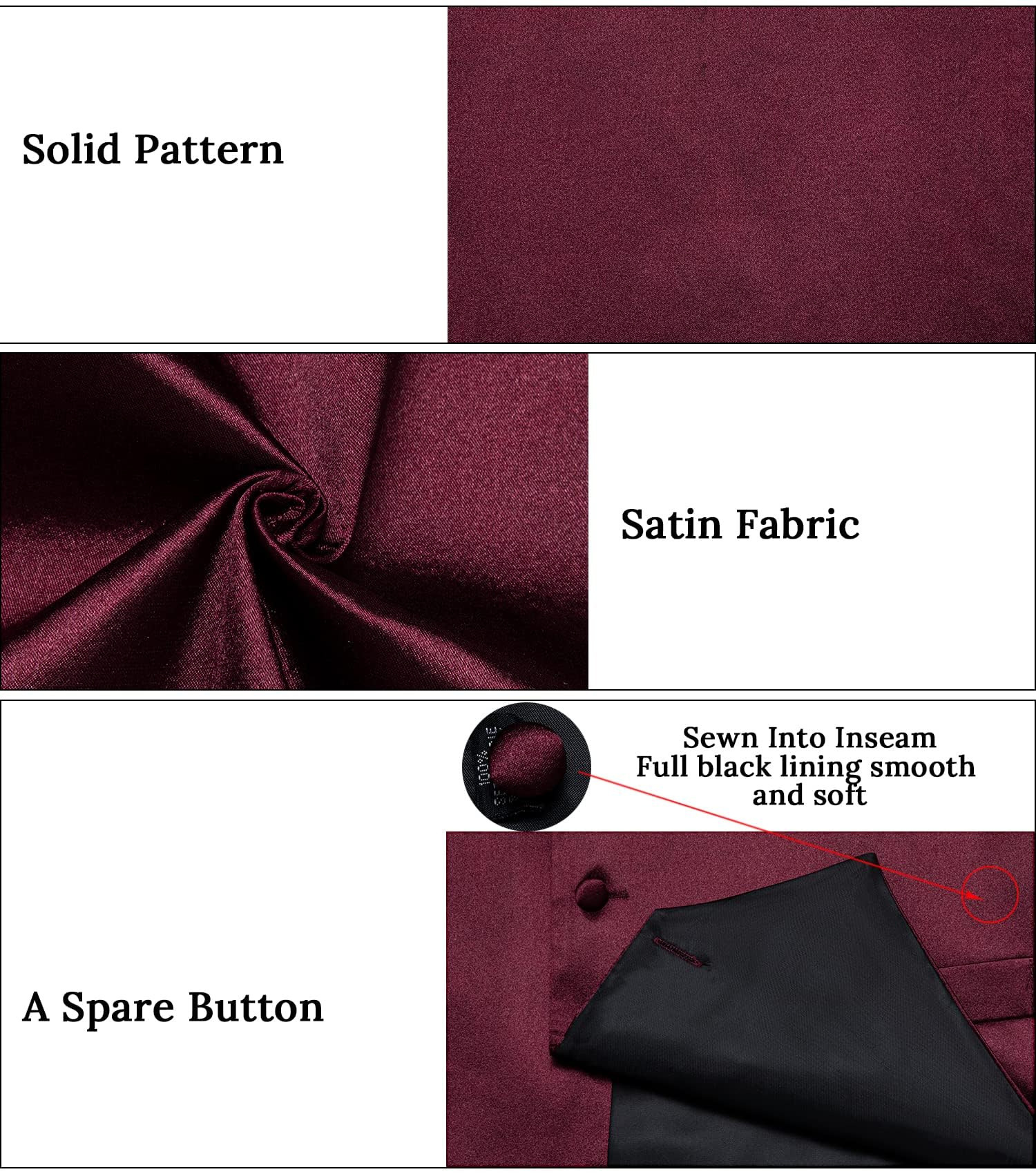 DiBanGu Mens Satin Vest and Bowtie Lapel Pin Set for Suit or Tuxedo,Solid Dress Waistcoat & Pre-tied Bowtie for Wedding Party