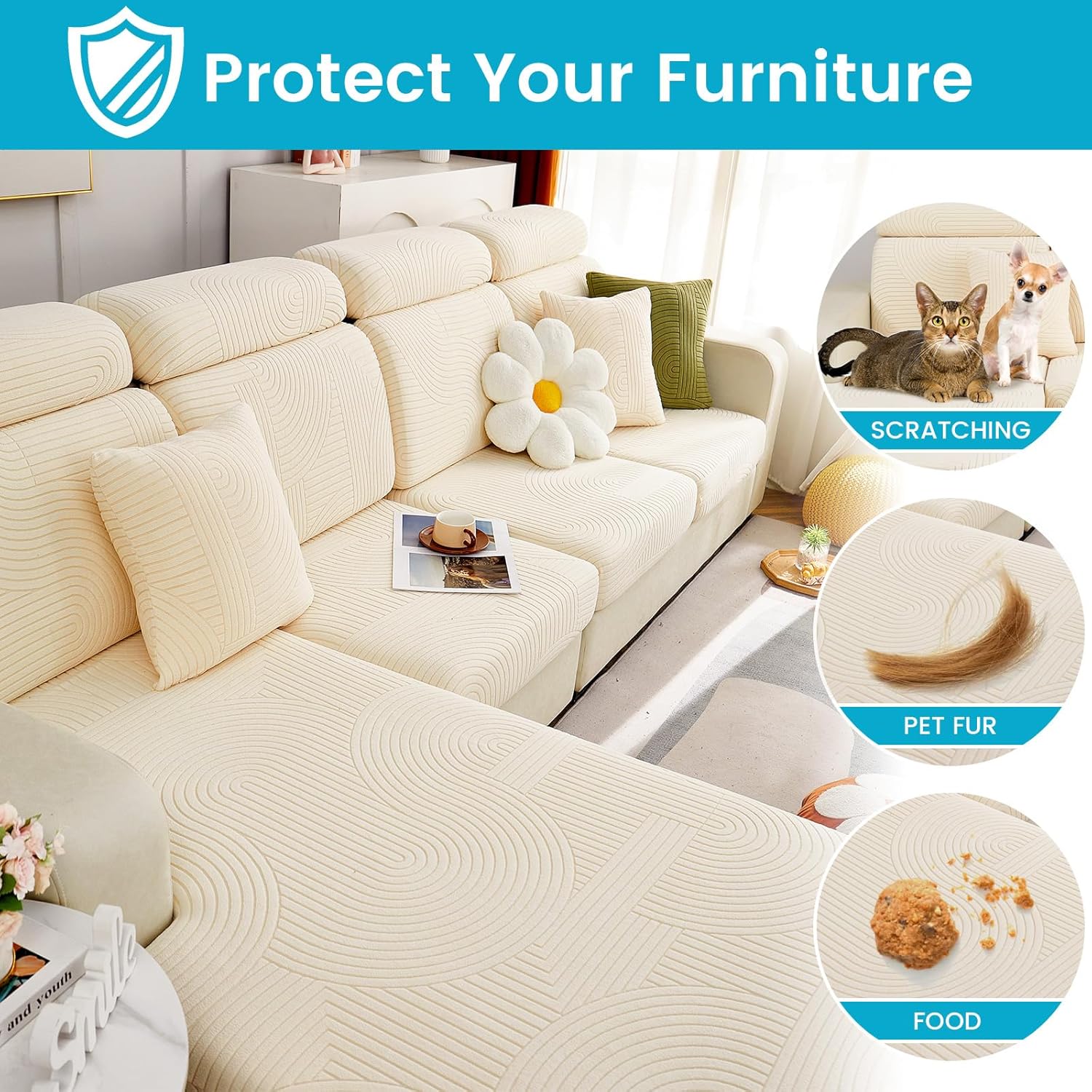 Beacon Pet Wear-Resistant Universal Sofa Cover,2024 New Stretch Magic Sofa Covers, Elastic Sofa Hero Covers,Anti- Slip Cushion Couch Covers for Sectional Sofa Furniture Protector