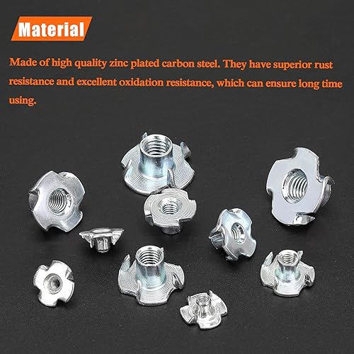 Miniatura 2 de HELIFOUNER Juego surtido de 120 tuercas M3 M4 M5 M6 M8 T de cuatro tuercas de garra para madera, soportes de escalada en roca, gabinetes
