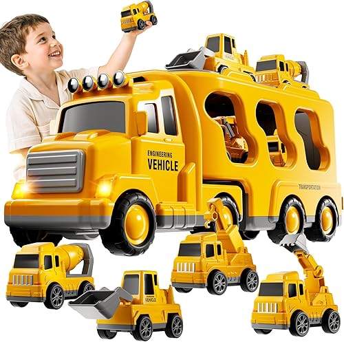 Miniatura 8 de Juguetes de camión para niños de 3, 4, 5, 6 años, juguetes de automóvil para niños pequeños de 3 a 5 años, juguetes de construcción, conjunto de
