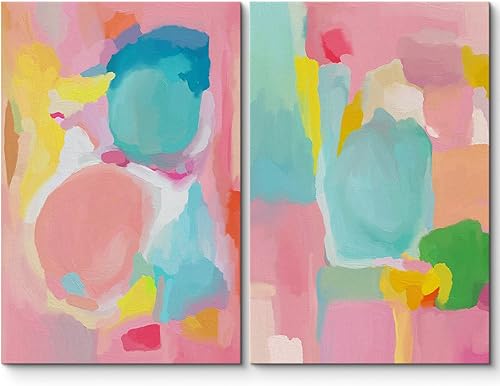 Miniatura 15 de SIGNLEADER Lienzo enmarcado para pared, juego de arte geométrico de mediados de siglo, formas de tocadiscos de música, ilustraciones abstractas,