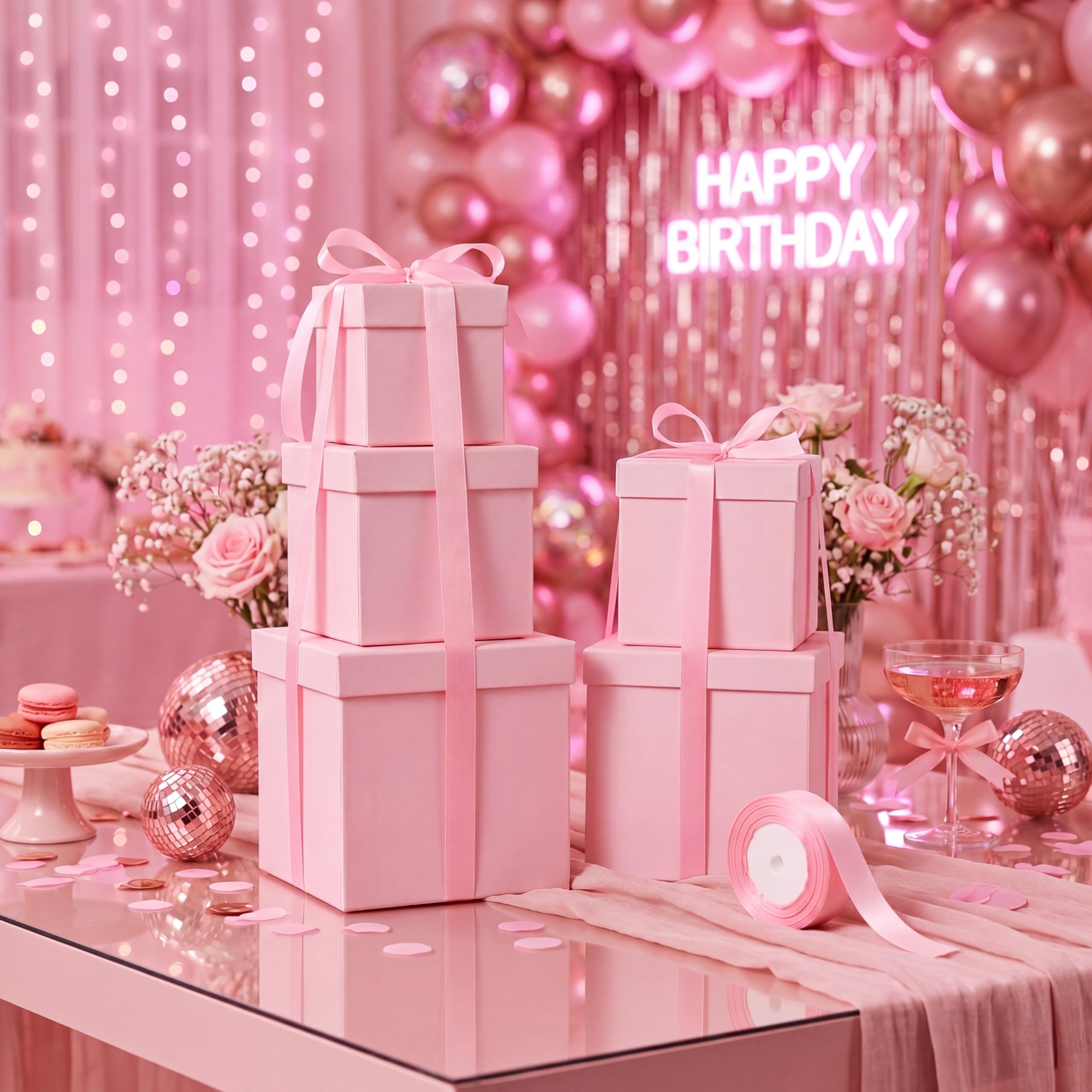 Cholemy Geschenkboxen (5er-Set) mit Deckel, quadratisch, verschiedene Größen, Karton, 17,5-10 cm, für Geburtstag, Hochzeit u.v.m.