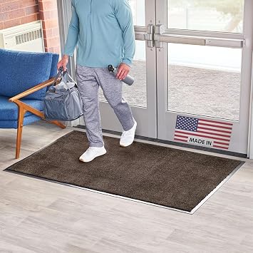 Consolidated Plastics Economy Indoor/Outdoor Entrance Floor Mat with Non-Slip Vinyl Backing, Absorbs Water, 18 Oz Heavy Duty Carpet Rug Commercial Grade 3 x 10, Brown