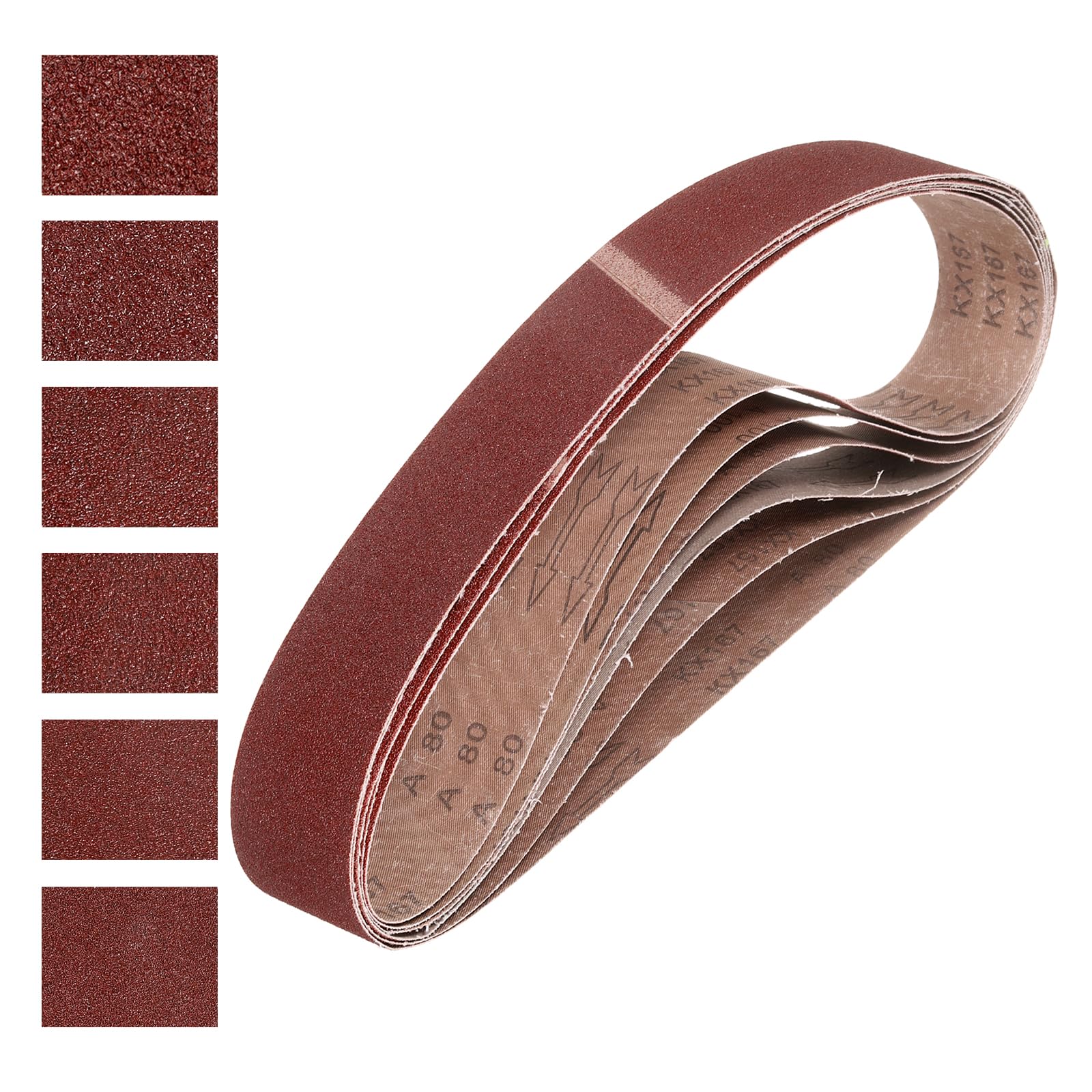 sourcing map 50mm x 1220mm Sanding Belts, 6 Pcs 36/40/60/80/100/120 Grits Aluminum Oxide Abrasive Belt Sander File Belt for Woodworking, Metal Polishing, Knife Sharpener