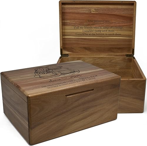 Miniatura 19 de Caja de madera grabada personalizada grande – Caja de recuerdo de madera de acacia con mensaje oculto personalizado, cajas de memoria de nogal para