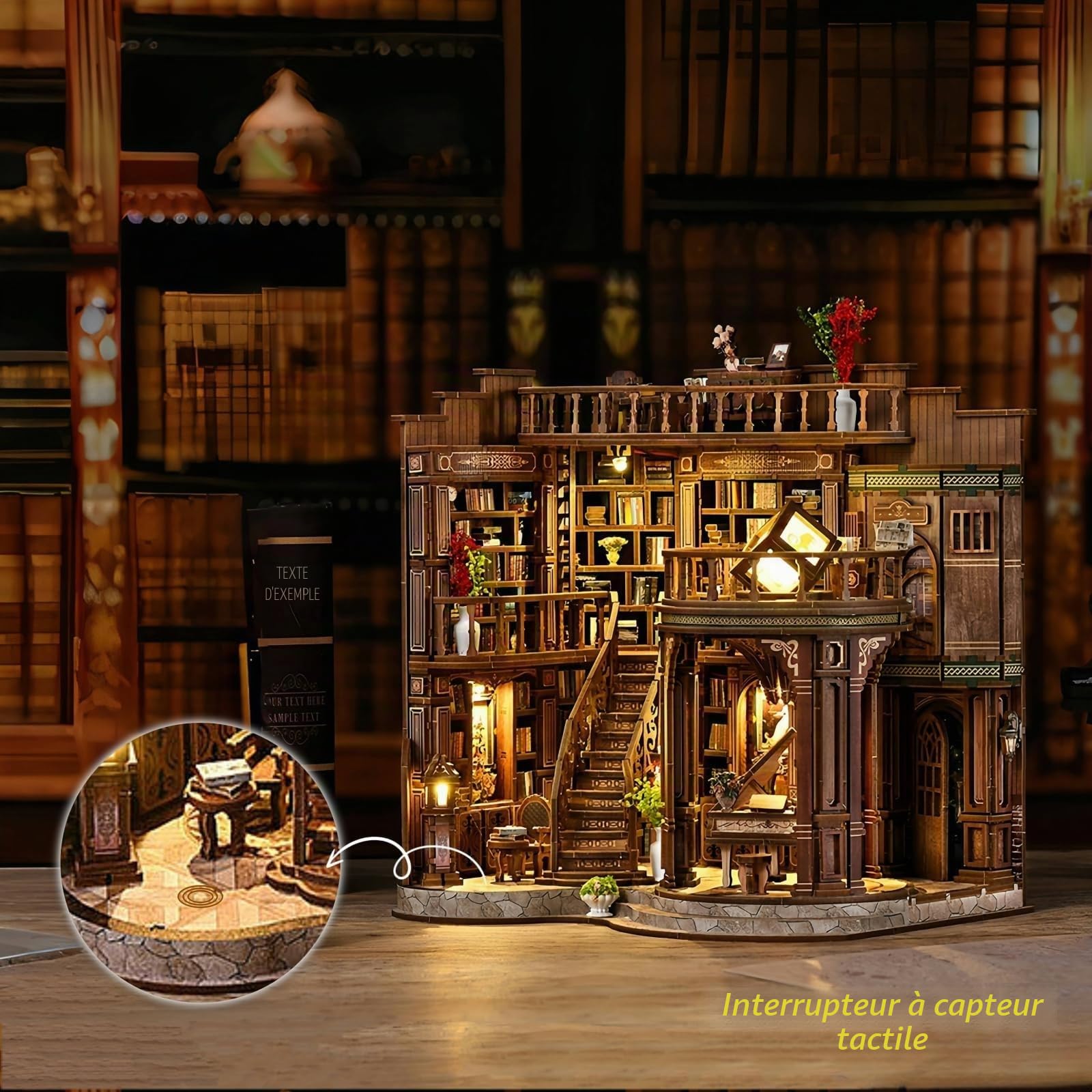 Book Nook Bibliothèque Arbre 3D En Bois Avec LED – Puzzle 356 Pièces, DIY Pour Adultes