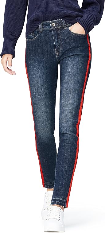 Stripe Detail Skinny Jeans, Blue 