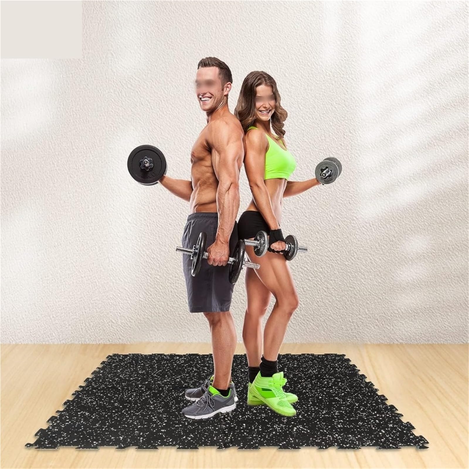 4 Uds. Esteras for Equipos de Ejercicio, esteras Goma for y Gimnasio, baldosas Rompecabezas entrelazadas for Suelo en casa para Gimnasio