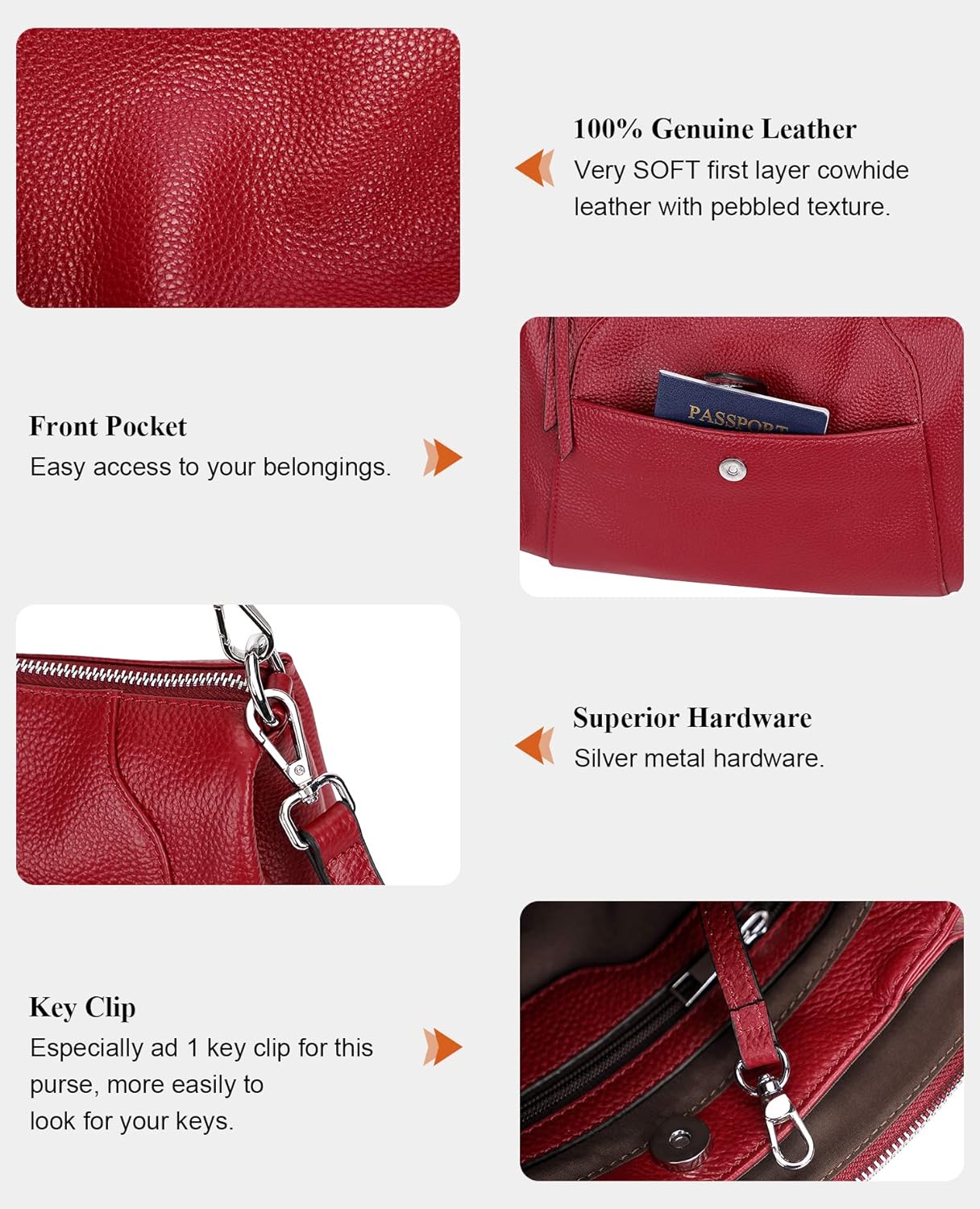 Over Earth Genuine Leather Small Hobo Crossbody Bags for Women Shoulder Purses and Handbags - Image 7