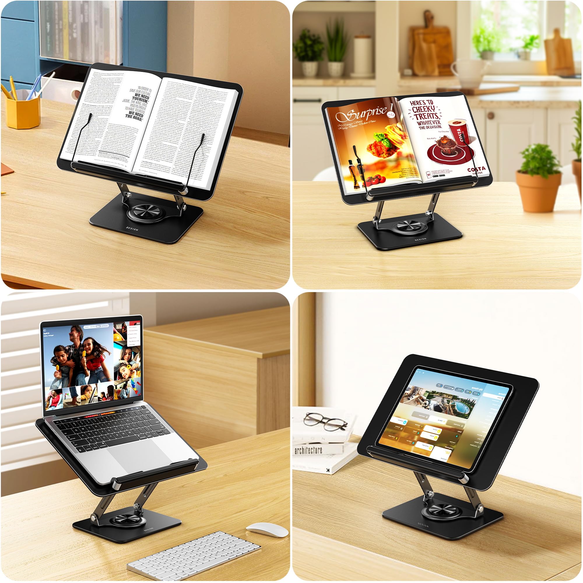 BESIGN BS02 Book Stand for Reading Adjustable Book Holder Ergonomic Laptop Stand with Elastic Page Clips for Music — view 7