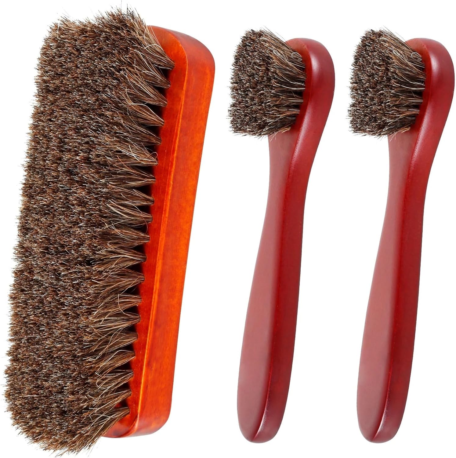 Horse Hair Shoe Brushes Horsehair Brush Wooden Handle Details Polishing and Cleaning Brush Shoes Polish Brushes Car Interior Washing Products