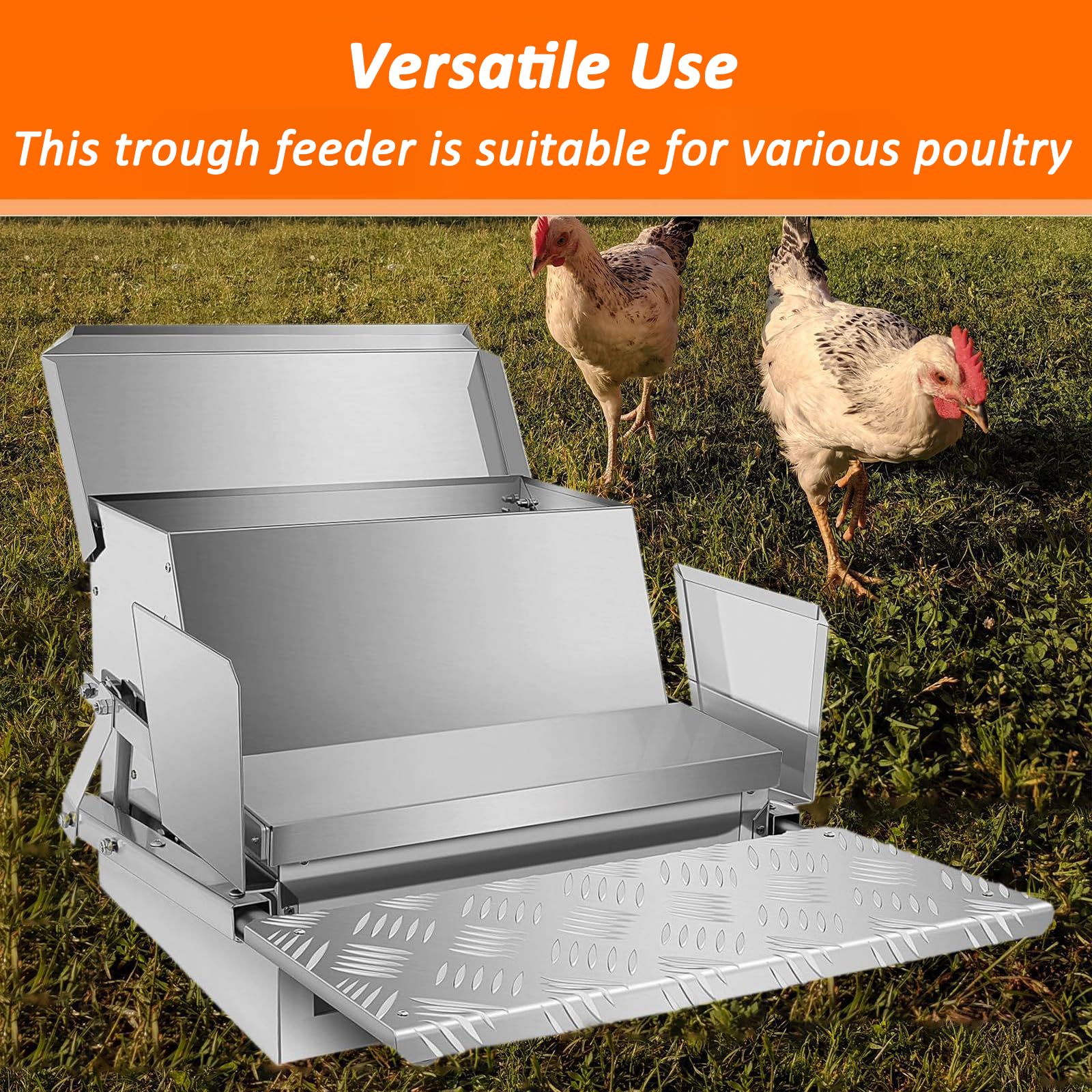 Comedero automático para Pollos de 25 Libras, comedero para Aves de Corral de Acero galvanizado con Resistente a la Intemperie/prevención de Aves, para comederos de 6 a 12 Aves de Corral, Patos
