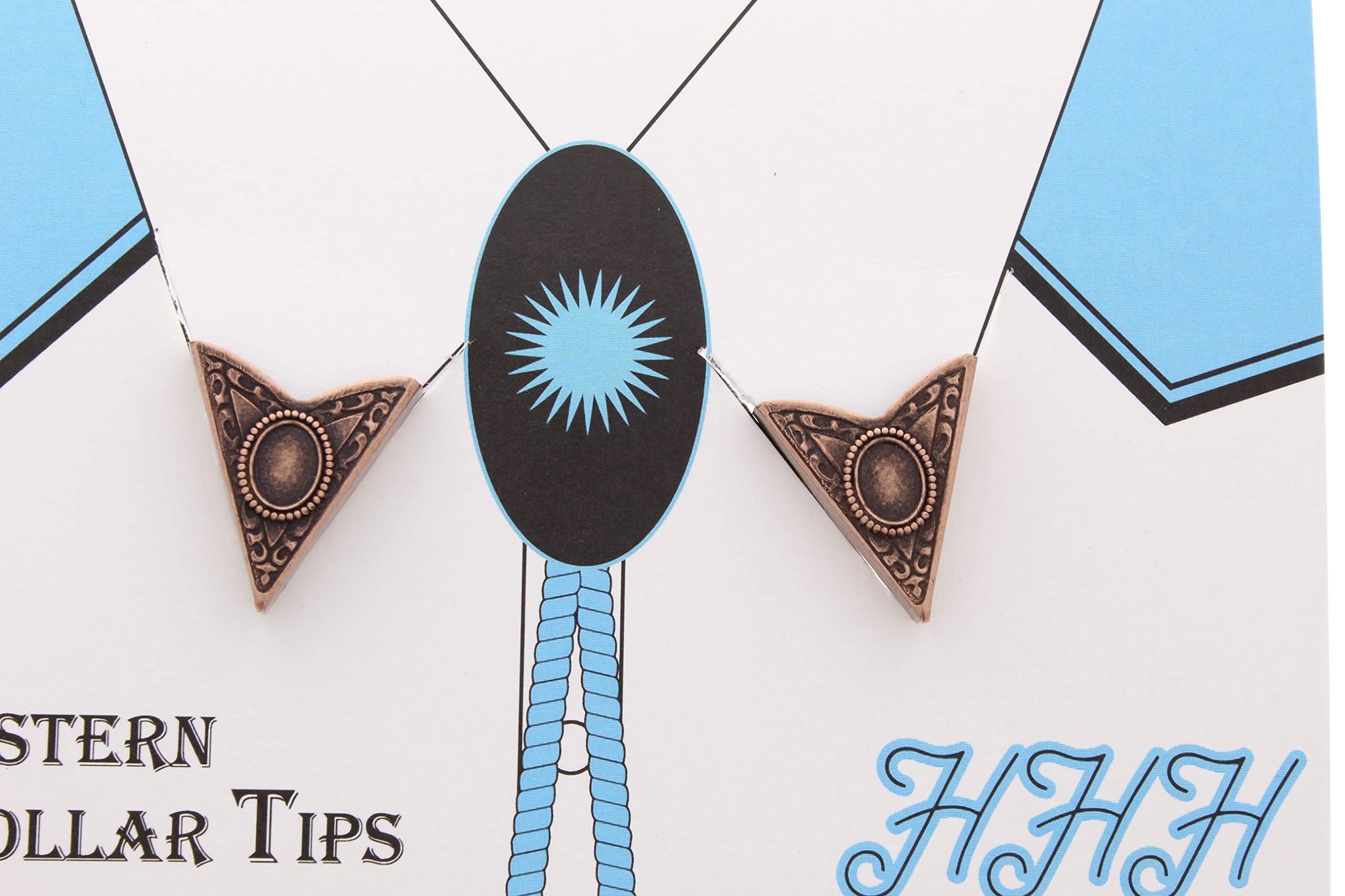 Bezel Collar Tips - Antique Copper Western Collar Tip - Dress Shirt Collar Stays - Collar Stays for Men & Women