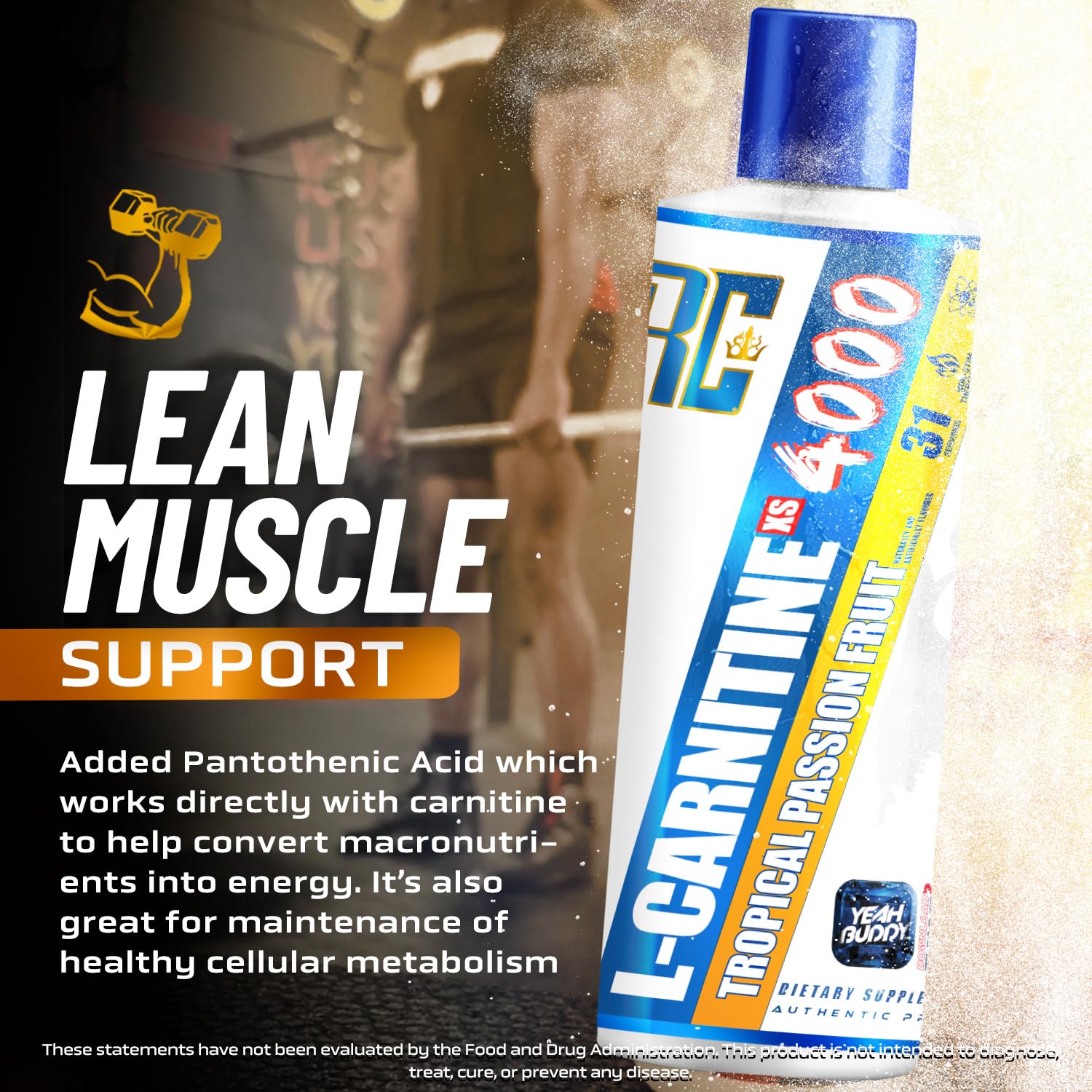 Ronnie Coleman Signature Series L-Carnitine XS 4000 Liquid, Stimulant Free, Sugar Free, Zero Carbs, Dietary Supplement for Men & Women, 16 oz (Tropical Passion Fruit) — Amazon image 5