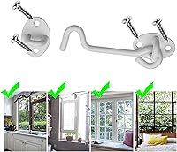 Vista 2 de Kare & Kind Pestillo de gancho y ojo (4 pulgadas), con tornillos de montaje, cerraduras resistentes para puertas, puertas, graneros, baños, cabinas