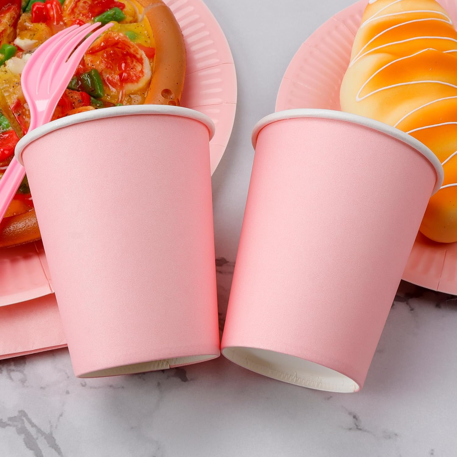 210pcs Paper Plates Disposable Tableware Party Supplies -Plastic silverware, paper cups and plates Serves 30 (pink) - Image 5