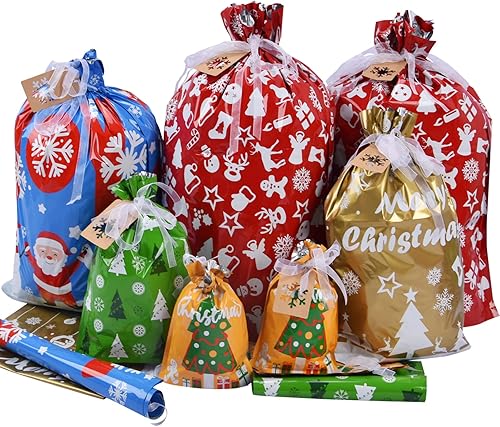 Miniatura 8 de Bolsas de regalo de Navidad de varios tamaños, 22 bolsas de Navidad con cordones para regalos, bolsas de regalo, bolsas de regalo, bolsas de regalo,