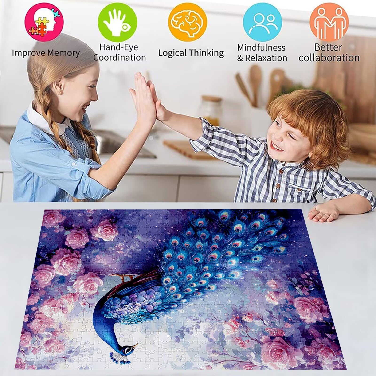 Puzzle 3000 elementów paw puzzle dla dorosłych kwiaty 122 x 81 cm unikalne rzemiosło klasyczne 3D drewniana układanka do rodzinnych gier aktywnych, układanka do samodzielnego wykonania nawet do
