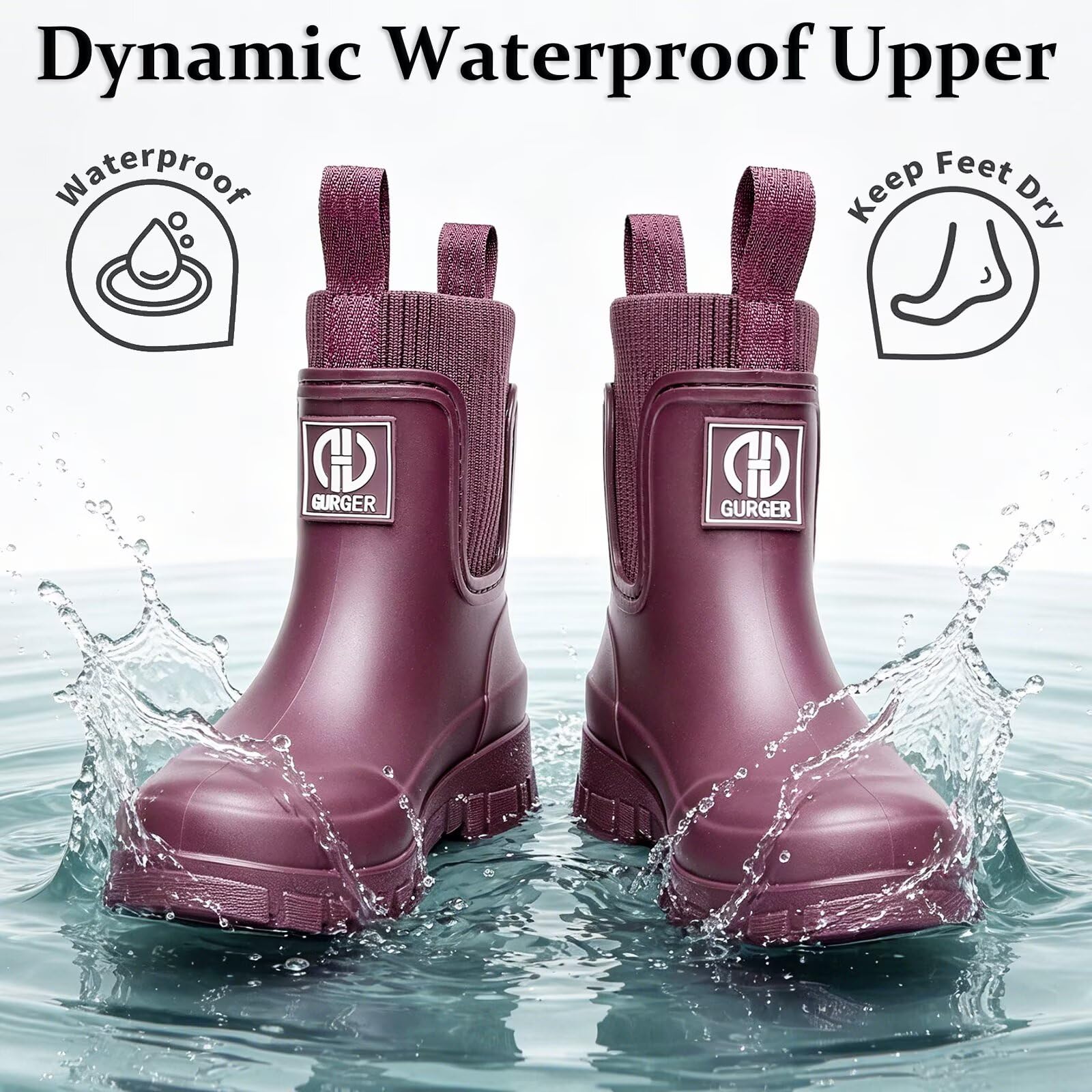 Gummistiefel Damen Halbhoch Wasserdicht Regenstiefel mit Absatz für Alltag, Garten