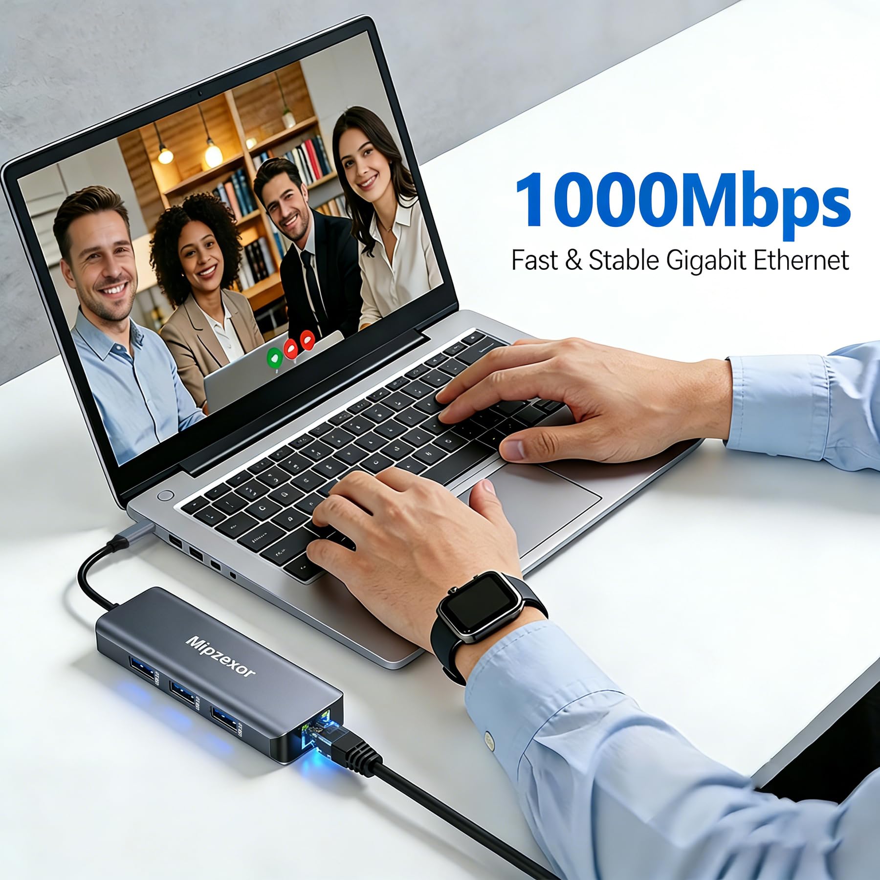 Stacja dokująca USB C 8 w 1 adapter USB C na hdmi gigabit ethernet 1 Gb/s koncentrator Ethernet 100 W zasilanie 3 x porty USB 3.0 czytnik kart SD/TF adapter Ethernet USB C do MacBooka Pro/Air Dell XPS