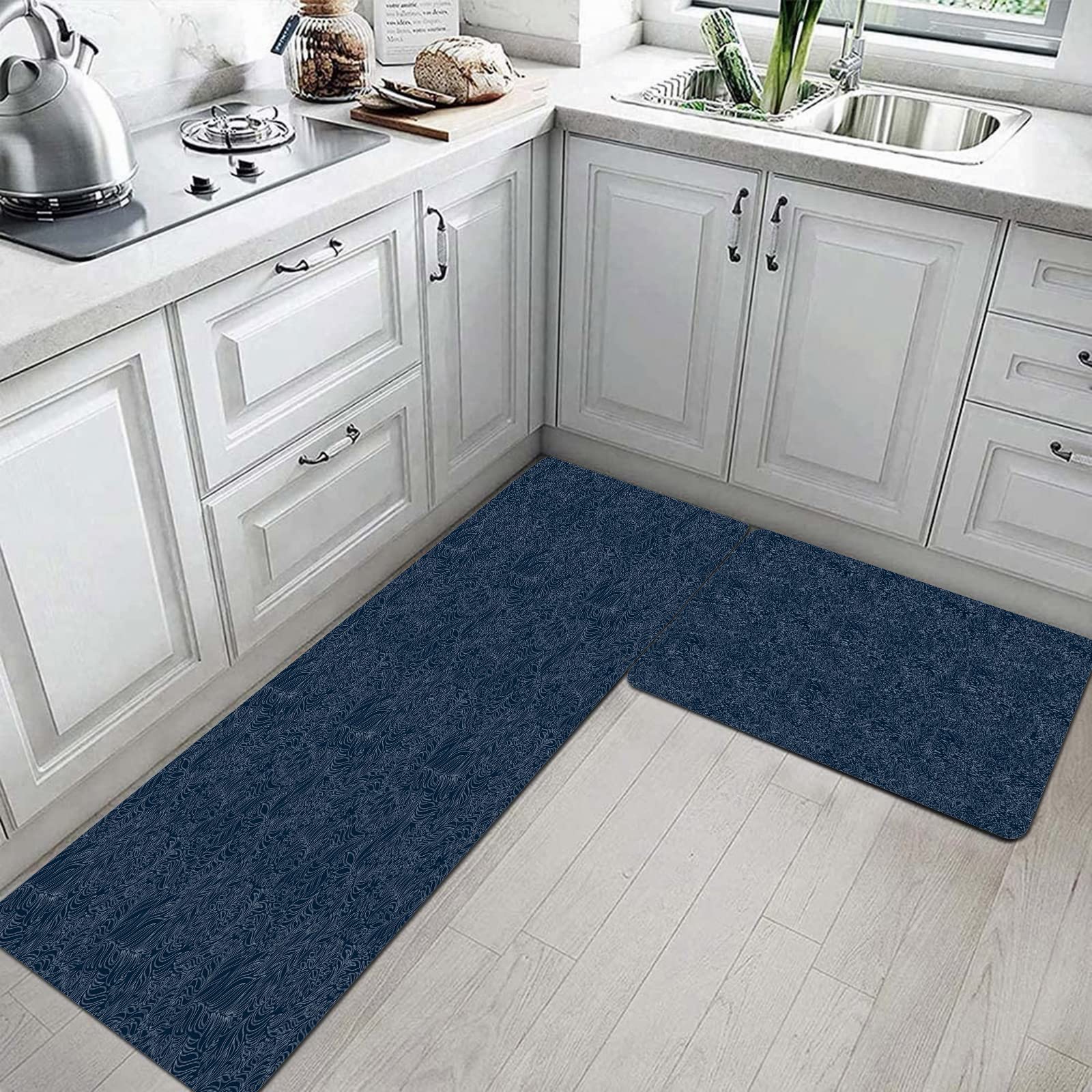 Tapis De Cuisine HSOWKDN - Lot De 2 Antidérapants Bleu Sarcelle Ferme