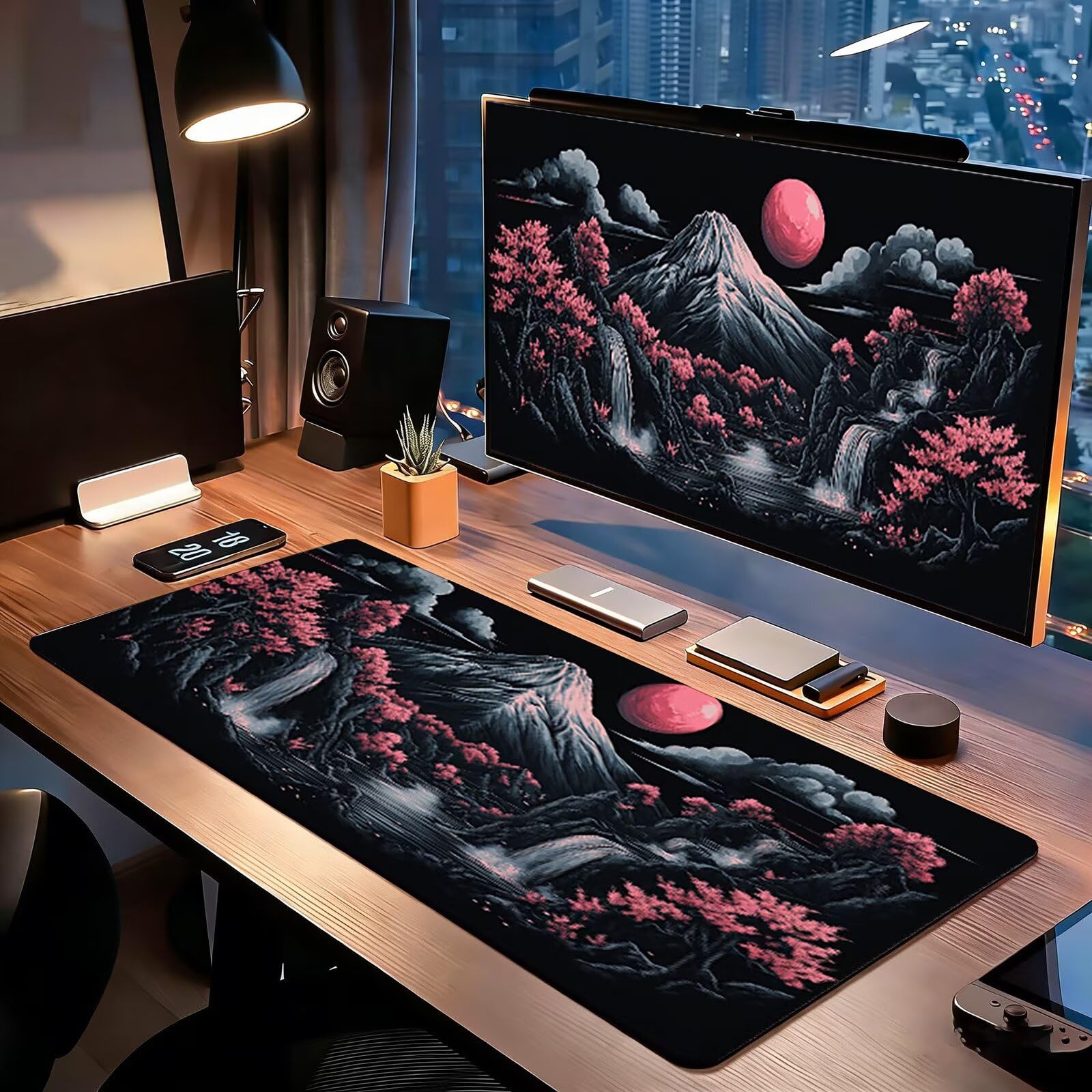 Tappetino Mouse Gaming, 1200x600mm Tappetino Mouse XXL nero 0c0-288 | Mouse Pad Grande, Ottimizzato per i Sensori da Gioco, Migliora Precisione e Velocità, per Mac e PC, Montagna innevata