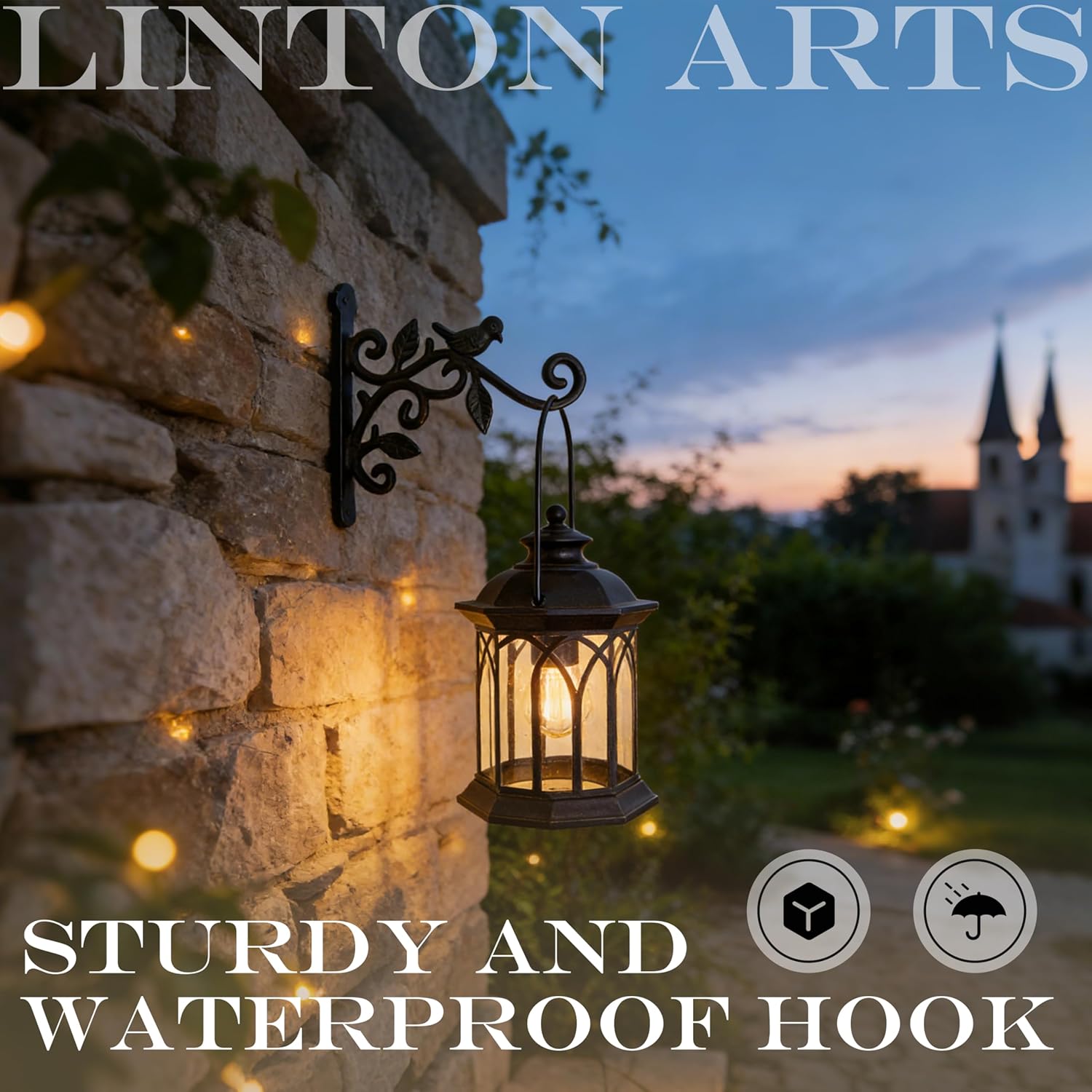 Wrought Iron Plant Hanger, Vintage Bird & Leaf Cast Iron Wall Mounted Plant Hanger, Heavy Duty Outdoor Hanging Brackets for Bird Feeder, Wind Chime, Lantern, Indoor & Outdoor Use