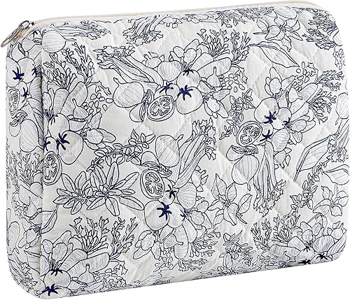 Miniatura 27 de Bolsa de maquillaje de viaje para mujeres y niñas, bolsa de maquillaje con cremallera, flores florales, organizador de maquillaje, bolsa de tela de