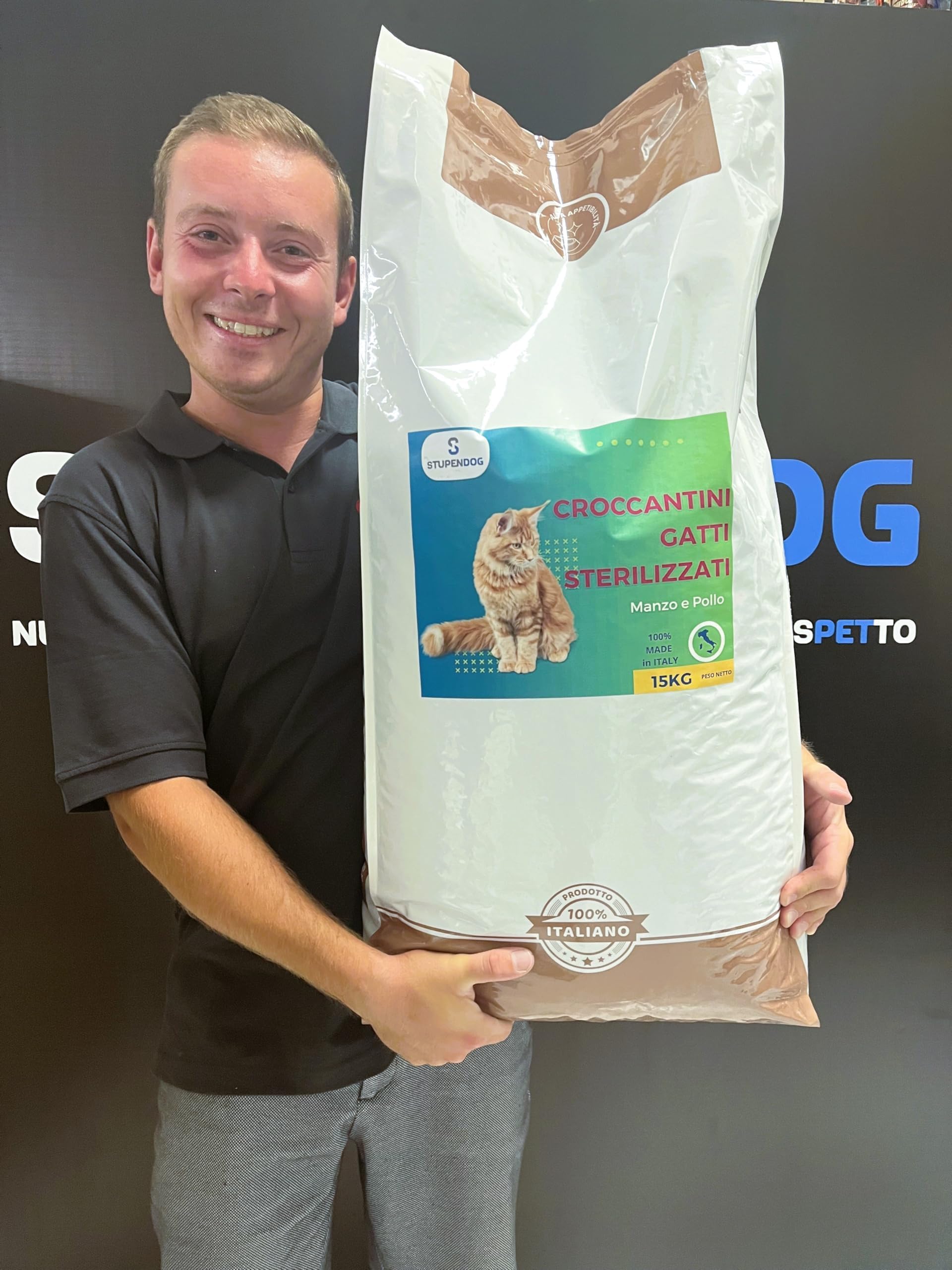 STUPENDOG Cibo per Gatti Sterilizzati 15 kg - Crocchette Gatto Adulto Manzo - Croccantini Gatto da Mantenimento, Cibo Secco per Gatti Sterilizzati