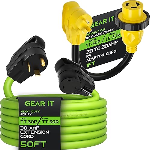 Cable de extensión de RV 30A y adaptador L5-30R de 30A a 30A