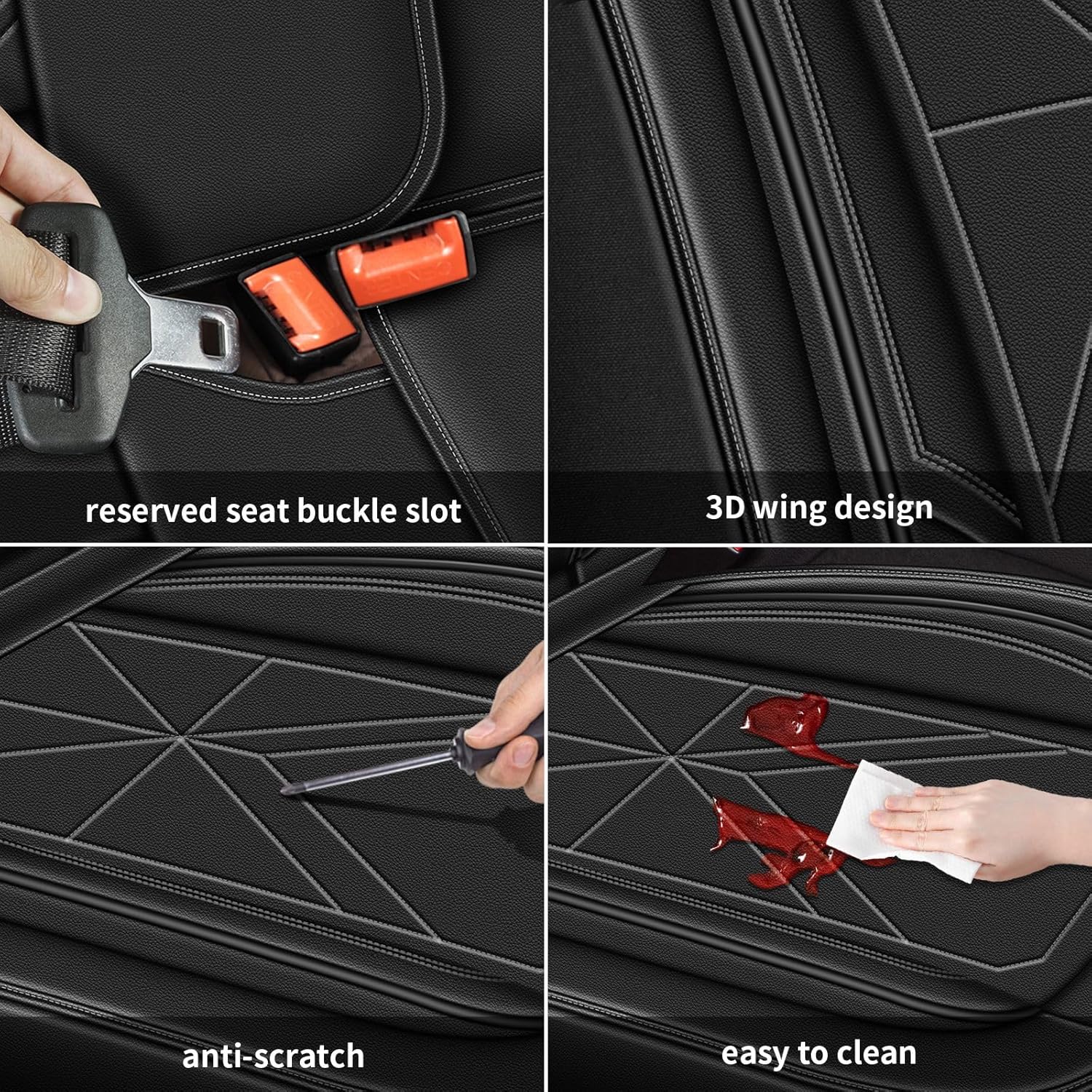 Car Seat Covers Front Seat Fit for Toyota Corolla 2017-2019: 5 Seat Auto Interior Accessories, Waterproof Faux Leather Vehical Car Seat Cushions Cover（Black