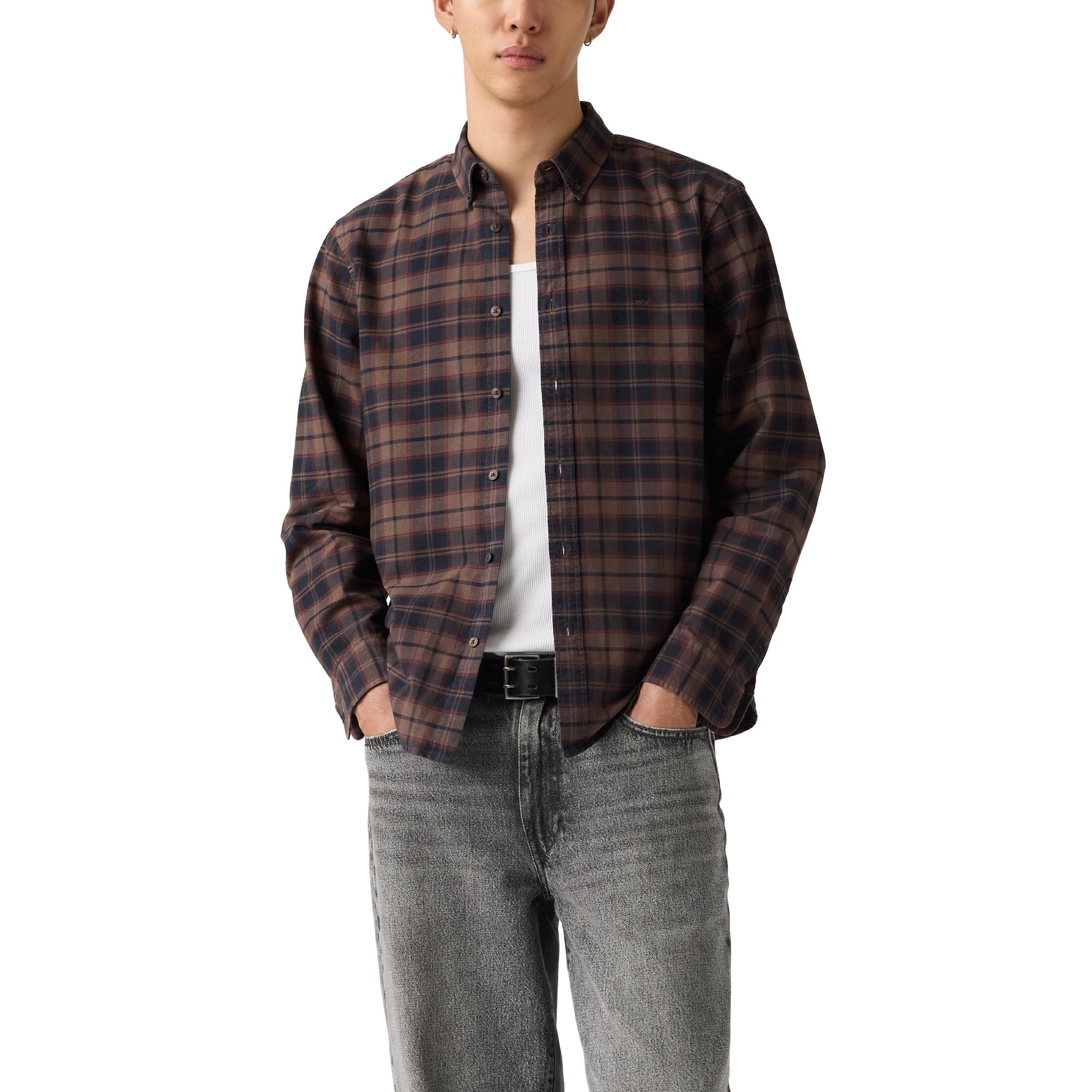Levi's Authentic Button Down Long Sleeve Shirt, Brown, Size S, Men