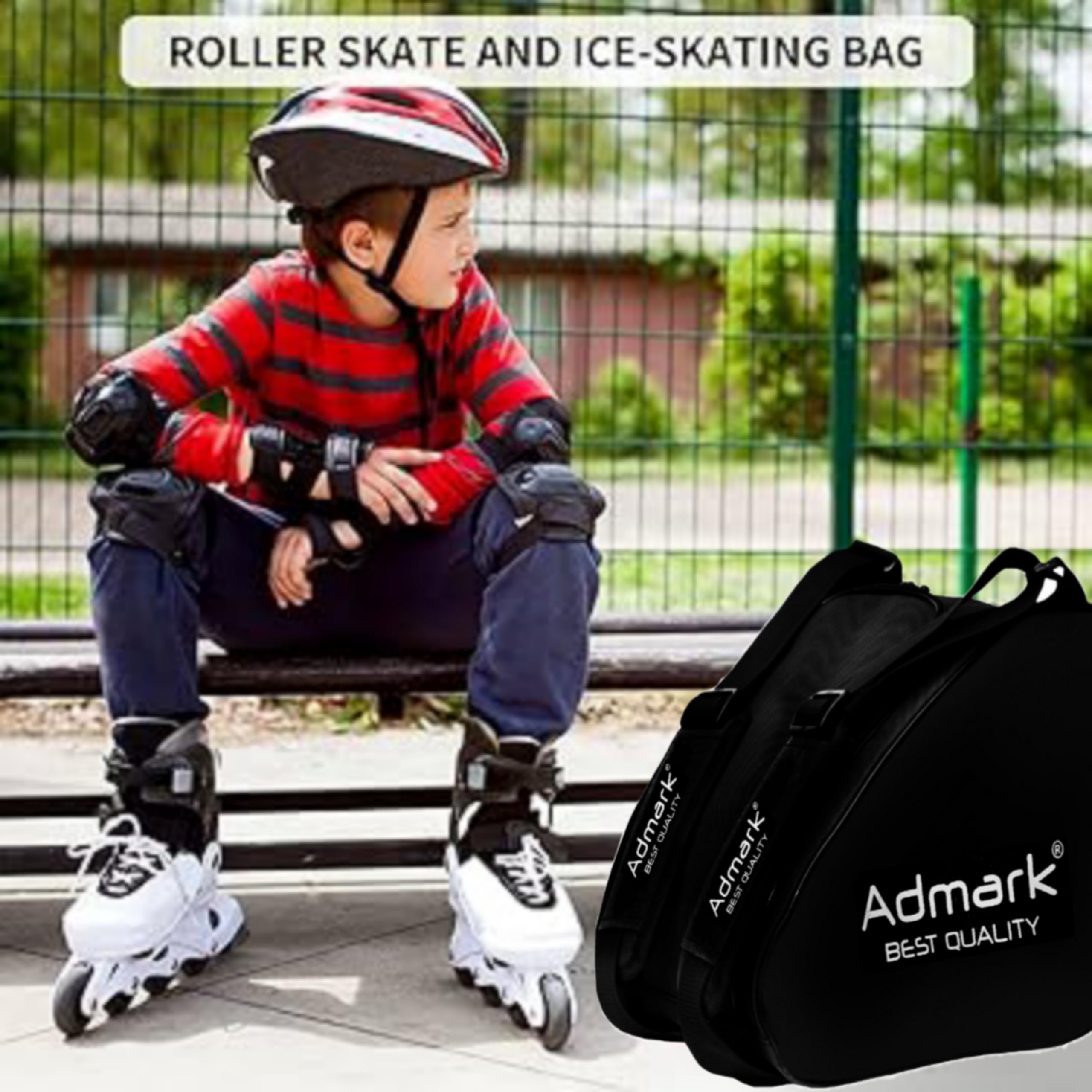 ADMARK Branded Skating Bag for Roller Skates | Inline Skates Sports Bag & Travel Bag for Men/Women/Kids/Boys/Girls Skating Backpack with Printed Design. 1