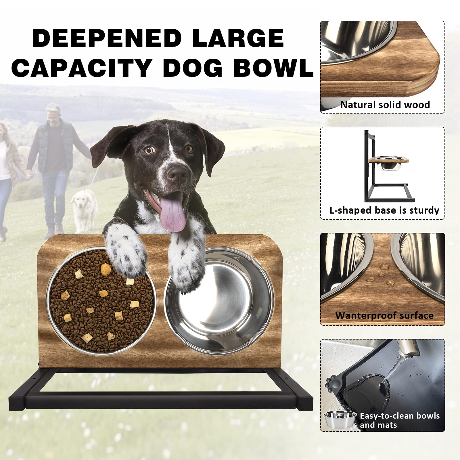 Emfogoo Stazione Di Alimentazione Per Cani Con 2 Ciotole Da 1500 Ml E Organizer Giocattoli – Altezza Regolabile, In Metallo E Nylon, Per Cani Piccoli Medi E Grandi
