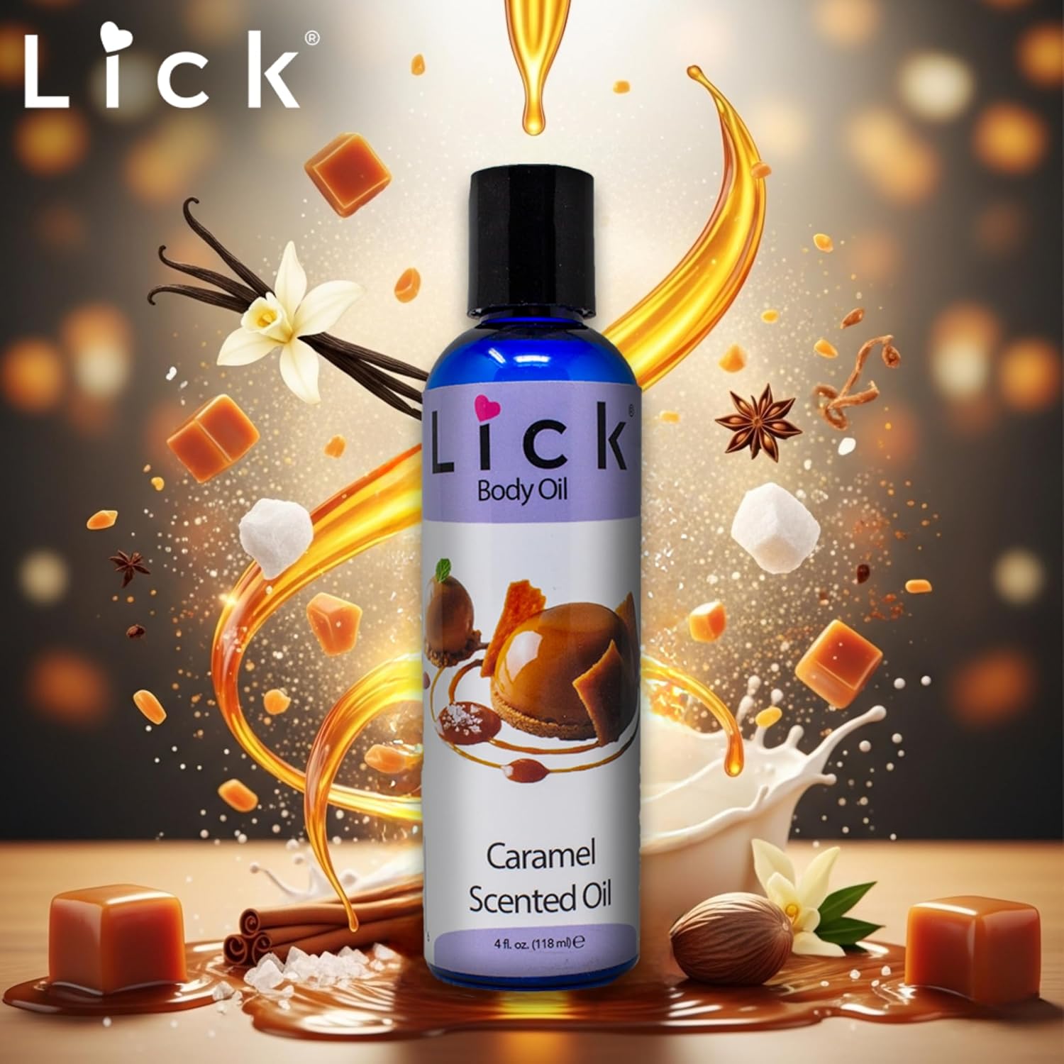 LICK Caramel Scented Body Oil - Luxurious Hydrating Oil for Radiant Skin, Enriched with Natural Castor, Almond, Jojoba Oils, Vitamin E. Ideal for Women, Daily Care 4 fl oz. - Image 2