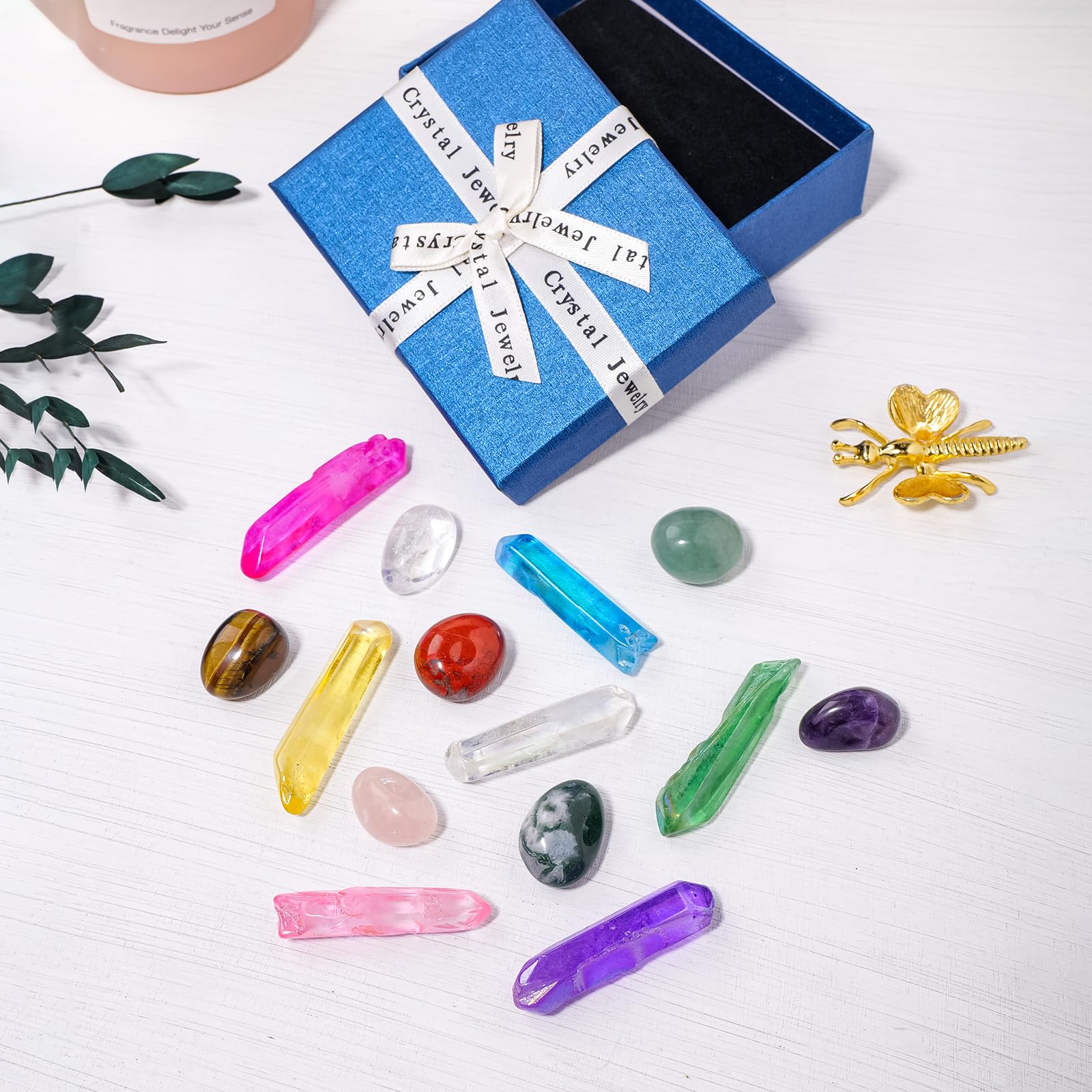 RJINGSHI Natural Crystals Set 14Pcs Decorative Plating Irregular Tumbled Natural Crystals Healing Crystals Crystals Decorative Plating Crystals Energy Crystals Home Decor Gifts - Image 4