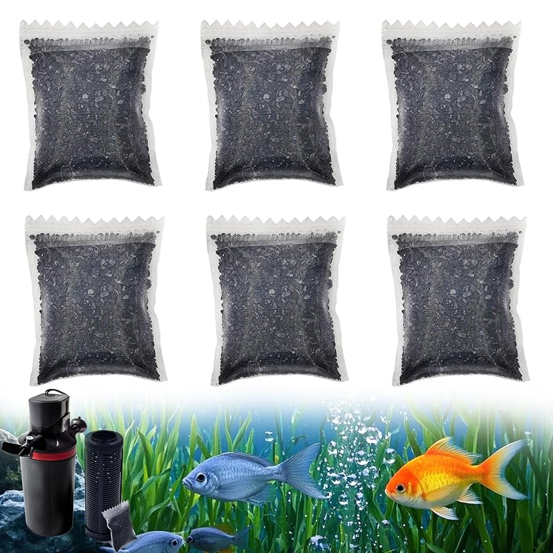 Mídia filtrante de carvão ativado para aquário compatível com MarineLand Magnum Polishing Internal Canister Filter xcivi, 6 unidades