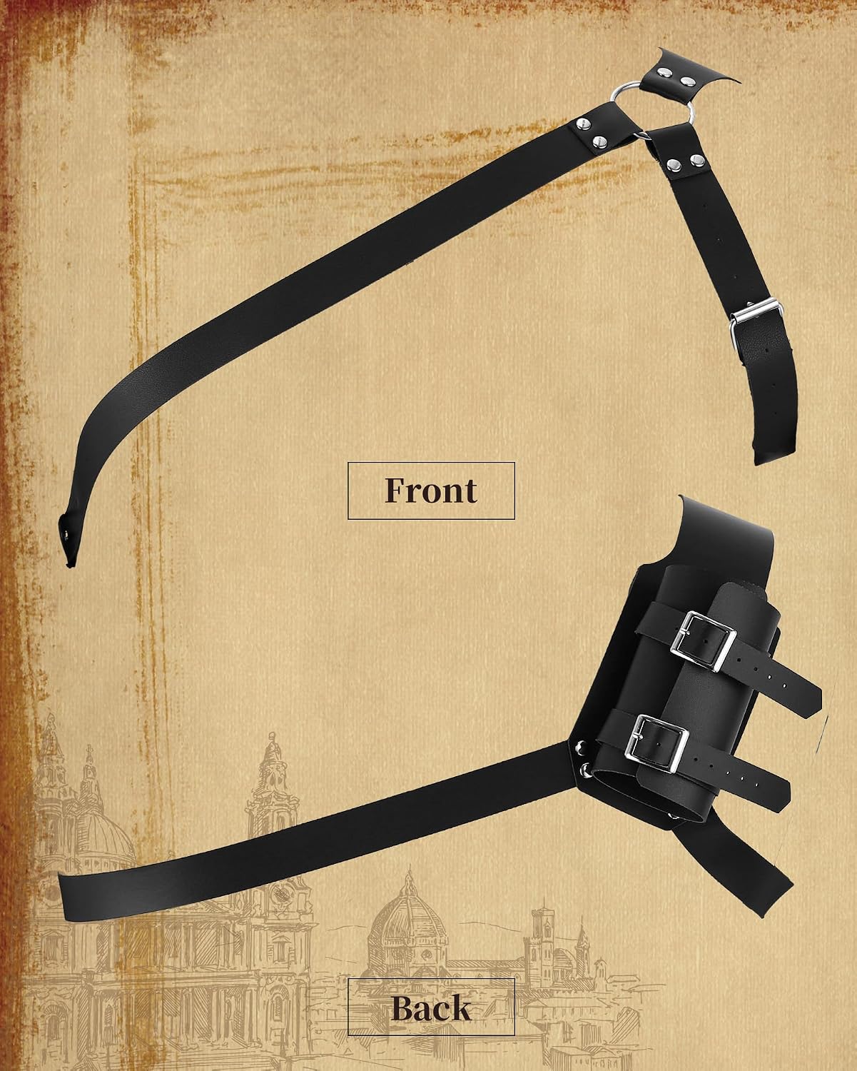 Renaissance Accessories, Medieval Viking Costume, Ren Faire Back Holster image 3