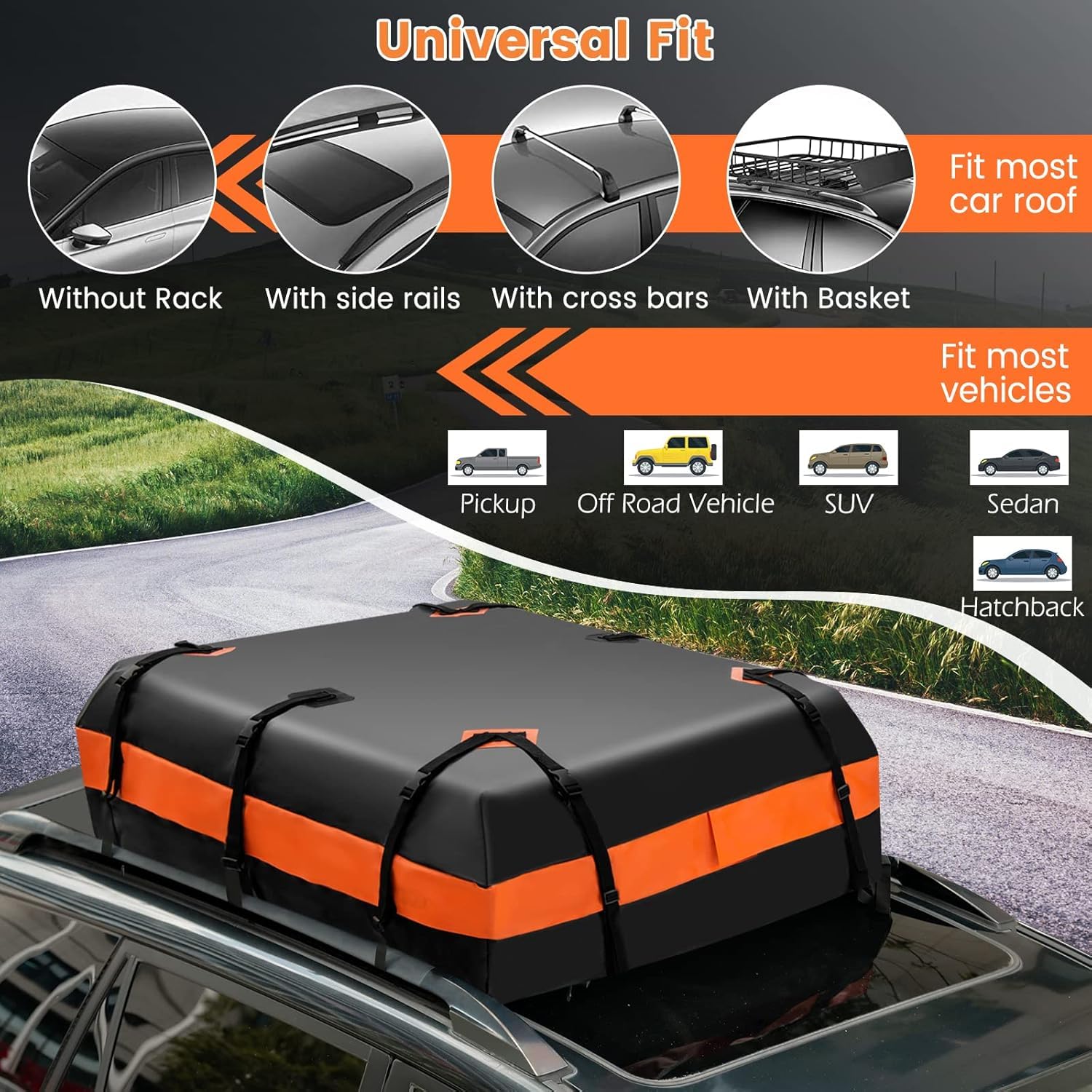 Box da Tetto Auto per VW Golf Sportsvan 2014-2020, Bagaglio da Tetto Impermeabile Borsa da Tetto Portapacchi Pieghevole per Trasporto di Bagagli