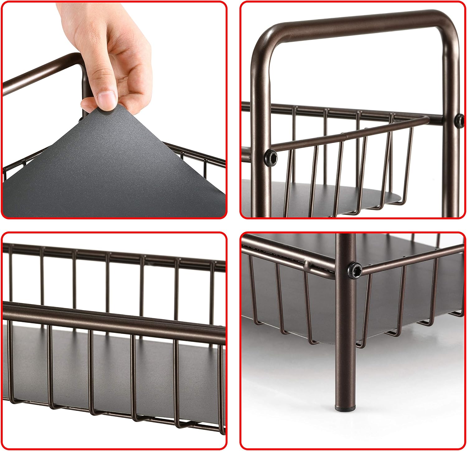 Simple Trending 2-Tier Wire Spice Rack Organizer, Spice Shelf Storage Holder Standing Cabinet for Kitchen Bathroom, Bronze
