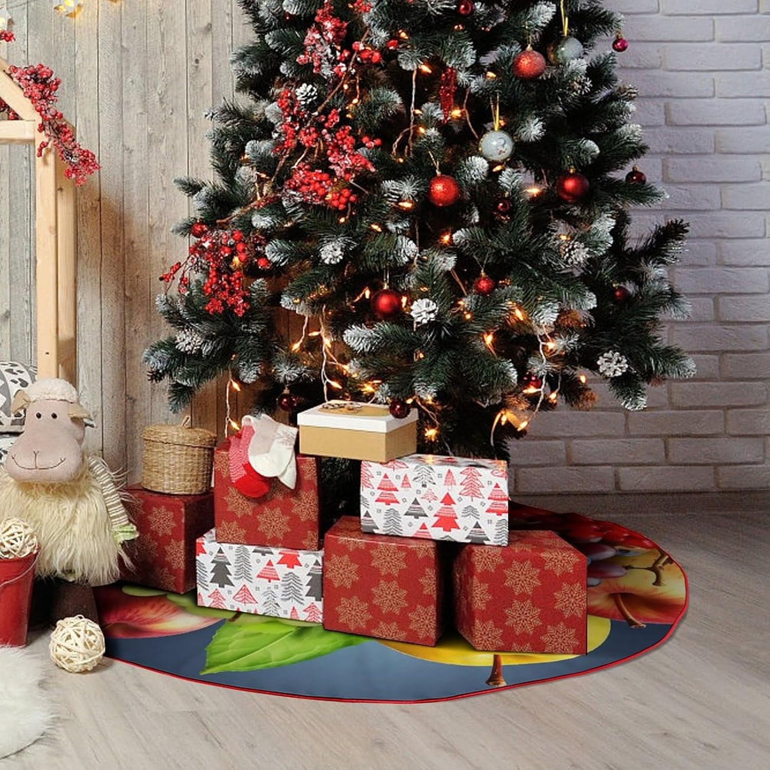 Christmas Tree SkirtFruitsclassic Fashion Tree Skirt Painted Multifunctional Christmas Tree Skirt