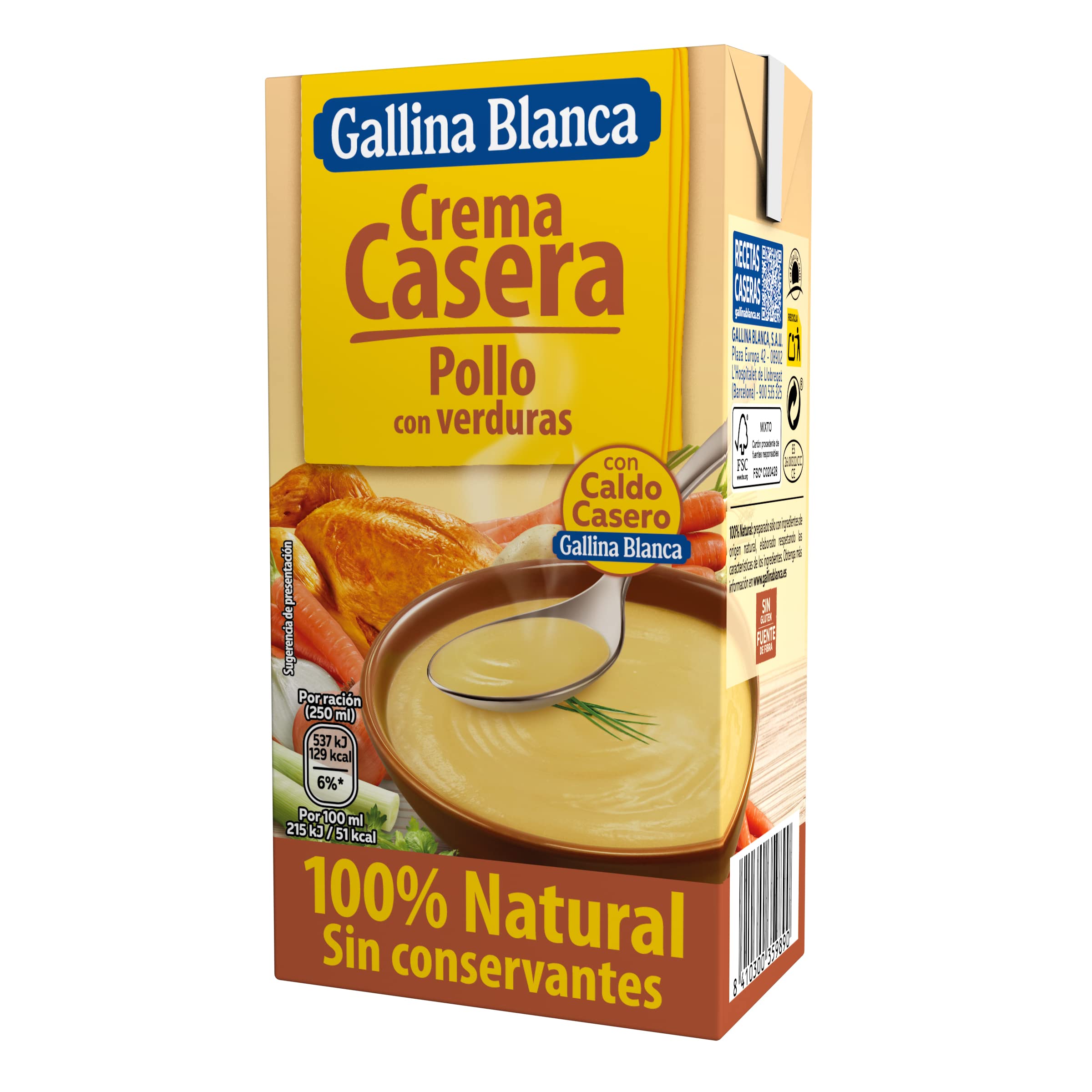 Gallina Blanca Crema Casera de Espárragos con Jamón 100% Natural Sin conservantes, 500 ml — view 7