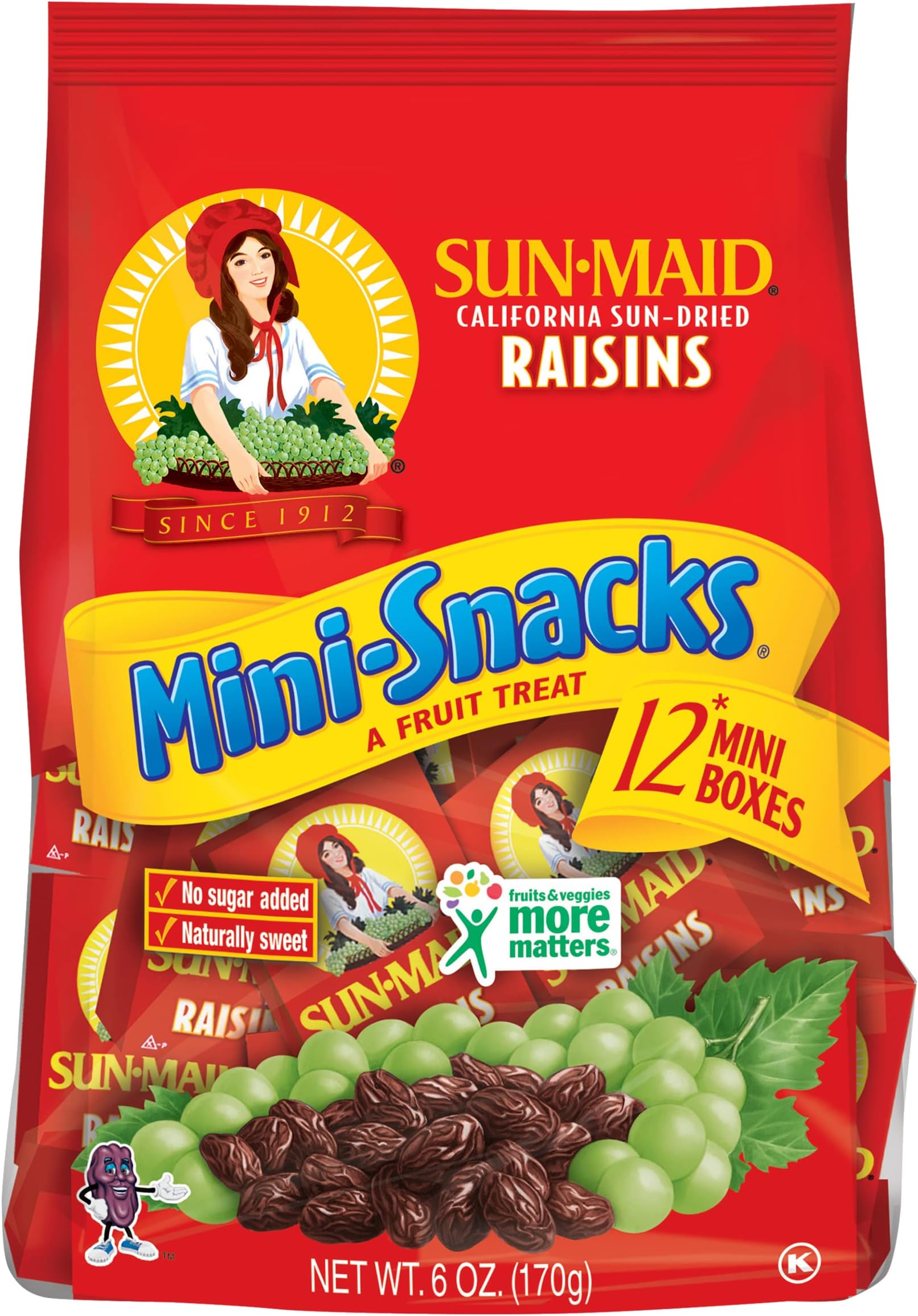 California Raisins Mini Snacks Bags, 6 oz