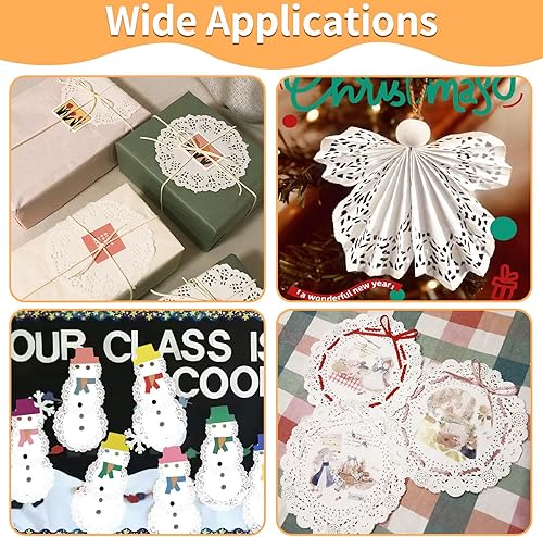 Miniatura 4 de Tapetes de papel de varios tamaños, 4.5 pulgadas, 6.5 pulgadas y 8.5 pulgadas para alimentos, 99 piezas desechables de encaje para mesas, manteles