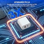 3 Paquet i Téléphone 17 16 15 14 USB C Bloc du chargeur, ZCSSQZ 20W Double port QC + PD 3.0 Chargeur mural adaptateur d'alimentation, double charge rapide de prise Brick pour i Téléphone 17/17 Pro/16/15/14/X, Samsung Galaxy - blanc