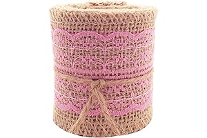 LWR CRAFTS Burlap Ribbon with Delicate Lace Trim