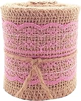 Vista 1 de Cinta de arpillera natural LWR CRAFTS con encaje (Rosa)