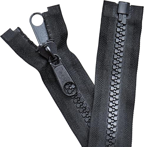 Miniatura 3 de Sawoake #10 - Cremalleras grandes de plástico de 84 pulgadas, cremallera doble deslizante negra, cremallera larga grande para coser, cama elástica,