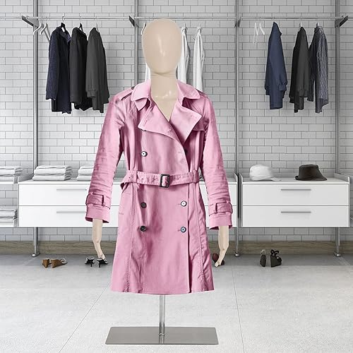 Miniatura 4 de Torso de maniquí de plástico con soporte, 39-56 pulgadas altura ajustable medio maniquí cuerpo femenino vestido forma maniquí para venta al por